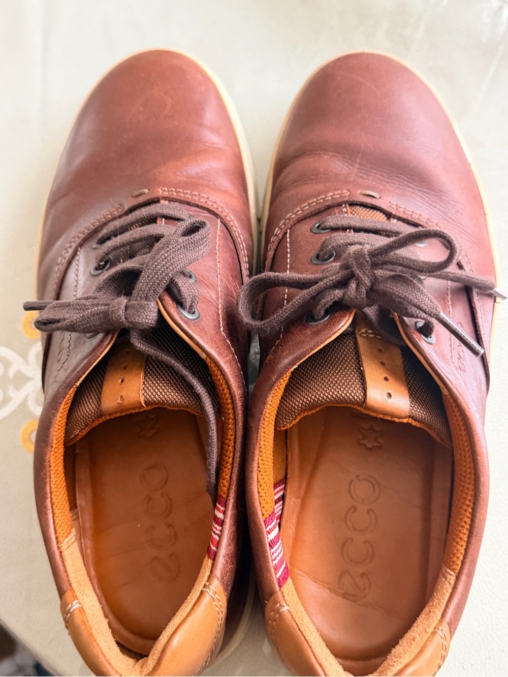 Ecco Men's Chestnut Leather Lace-Up Sneakers